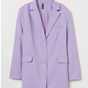 Divided Purple Oversized Blazer Women Tailored Notched Lapel Chic Jacket